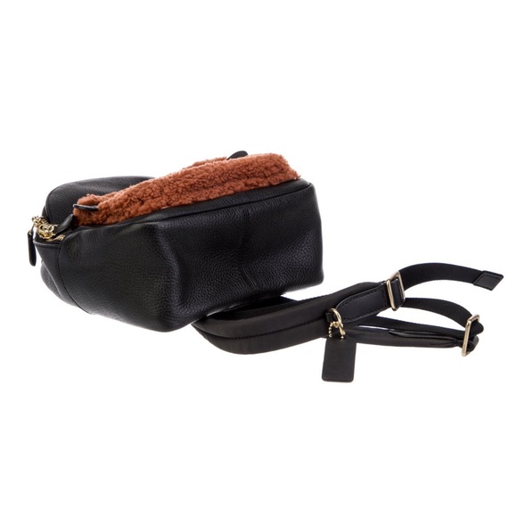 SOLD………..Coach Black Leather Mini Backpack with Brown Shearling EUC - Picture 4 of 15